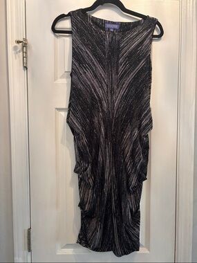 Vivenne Metallic Black & Silver Sleeveless Draped Dress